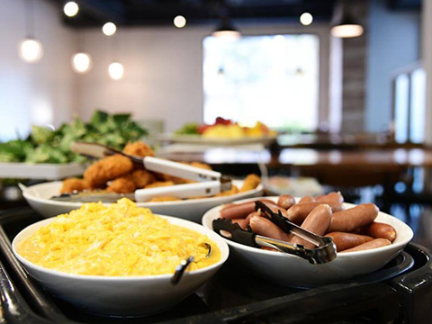 Breakfast buffet with a wide variety of menus